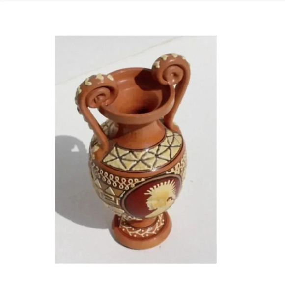 Vtg Terracotta Neoclassical Urn Vase Greek Aztec Empire Trojan Clay POTTERY - Picture 5 of 5